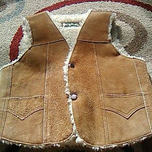 Genuine Leather Wool Lined Vest